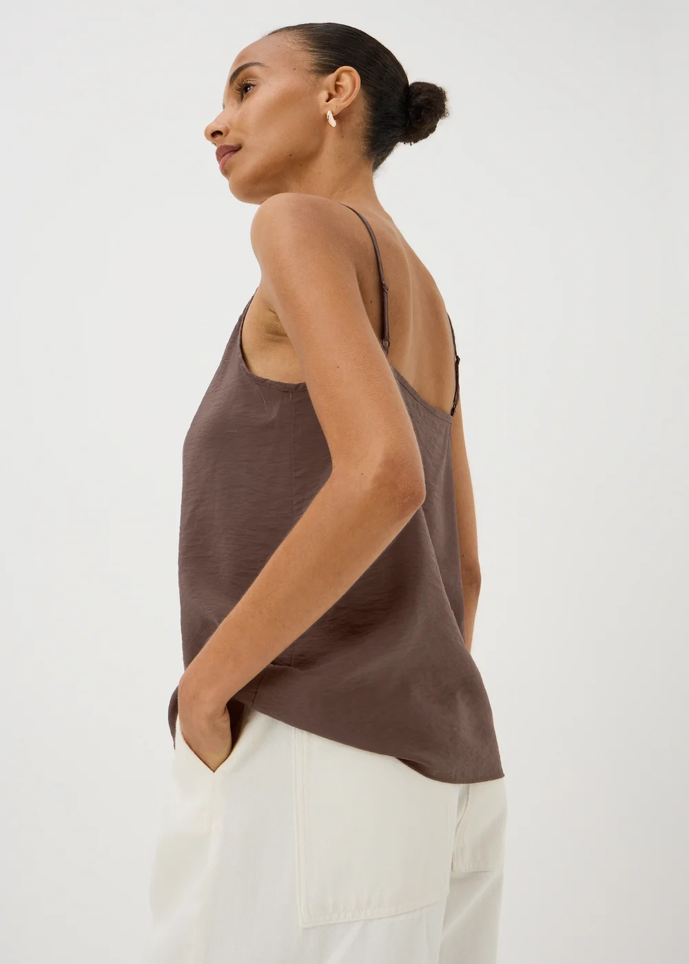 Chocolate Brown Ruched Cami Top - 28 Image 2