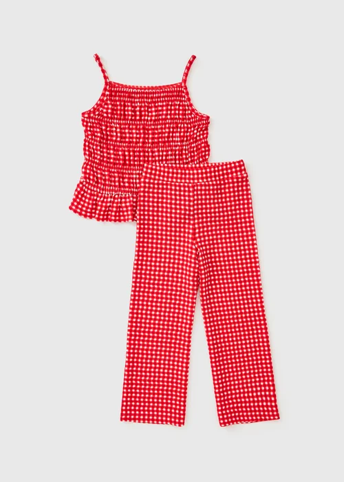 Girls Red Gingham Vest & Trouser Set (1-7yrs) - 1-1.5 Yrs Image 1