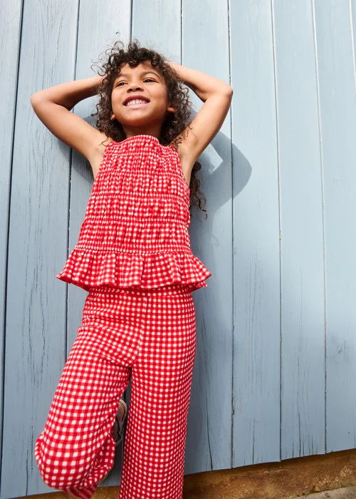 Girls Red Gingham Vest & Trouser Set (1-7yrs) - 1-1.5 Yrs Image 3