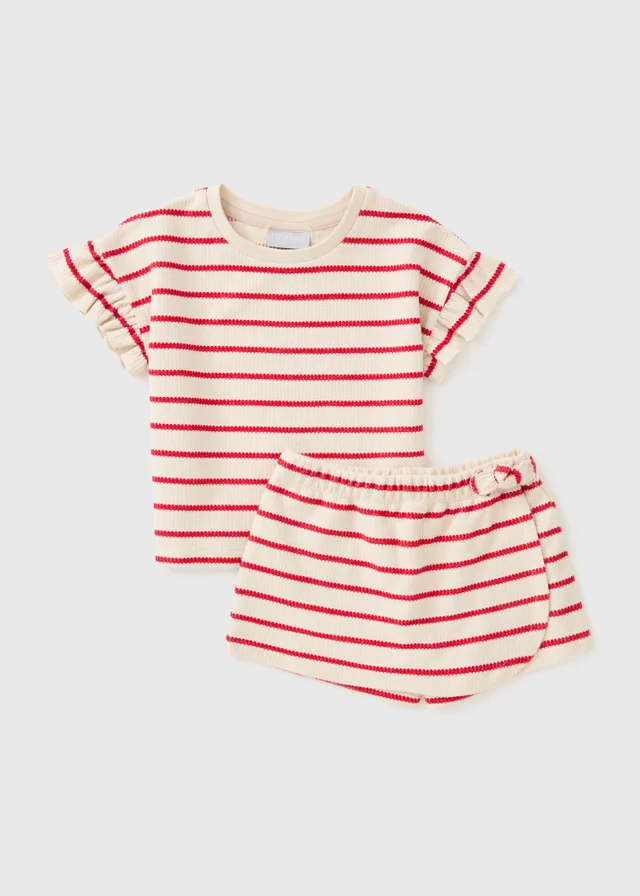 Girls Red Stripe Top & Skort Set (1-7yrs)