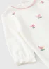 Baby White Floral Embroidery Sleepsuit (Newborn-12mths) - First Size Image 2