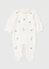 Baby White Floral Embroidery Sleepsuit (Newborn-12mths) - First Size Image 1