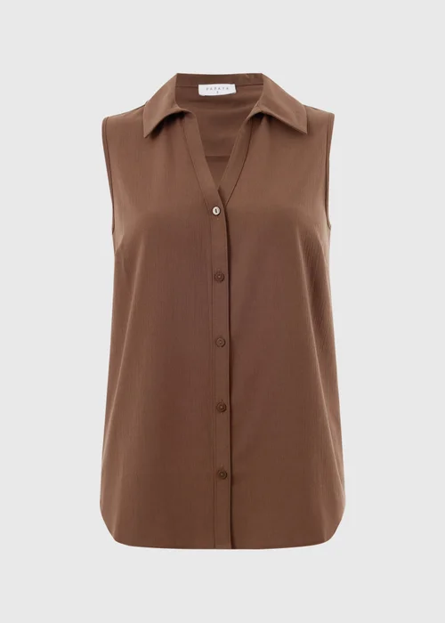 Chocolate Brown Sleeveless Clipper Shirt - 26 Image 3