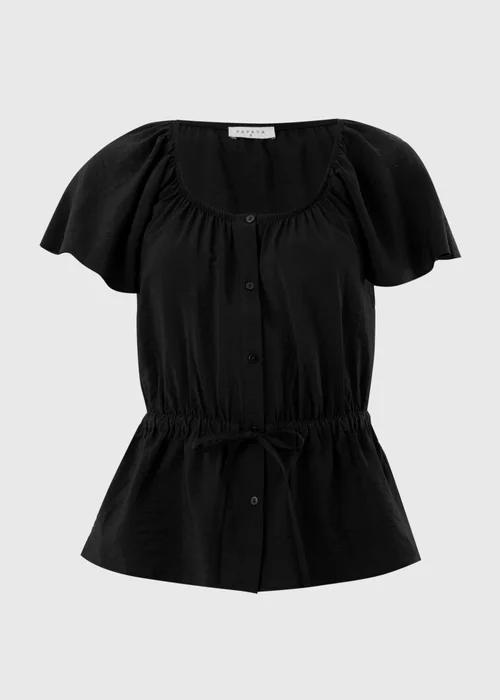 Black Angel Sleeve Tie Waist Shirt - 24 Image 3