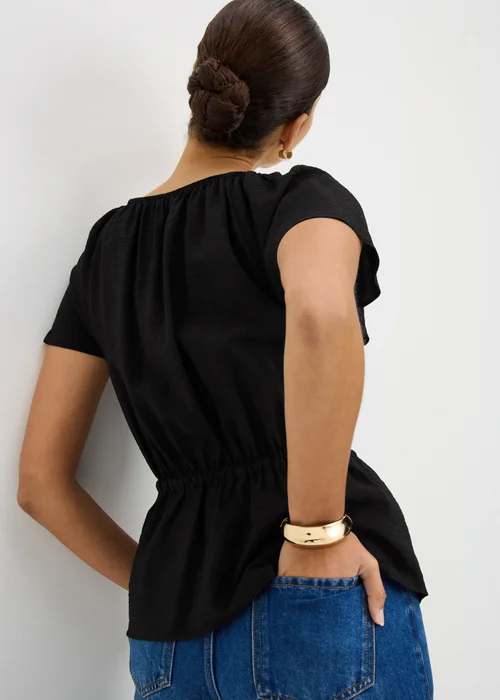 Black Angel Sleeve Tie Waist Shirt - 24 Image 2