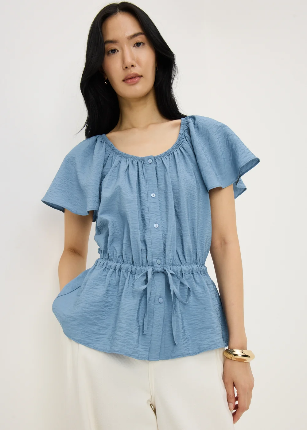 Blue Angel Sleeve Tie Waist Shirt - 24 Image 1