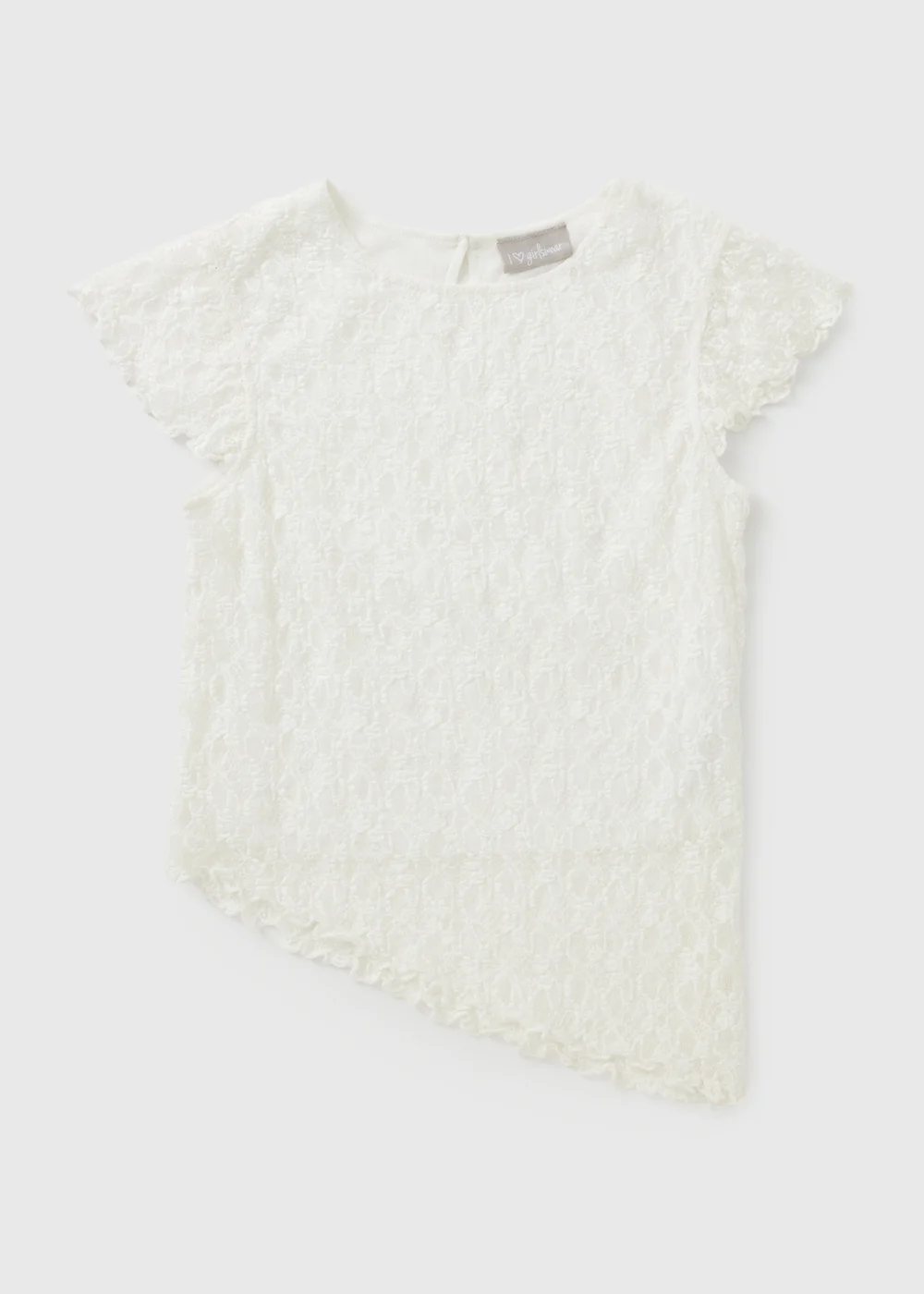 Girls Cream Lace Asymmetric Top (7-15yrs) - 7 Yrs Image 1
