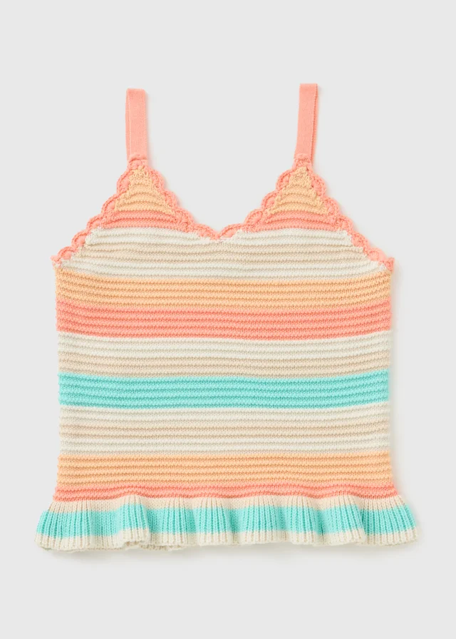 Girls Orange Stripe Knitted Vest (7-15yrs)