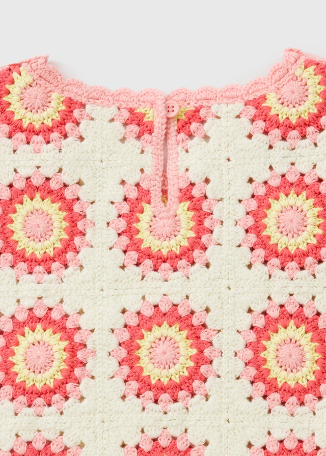 Girls Multicolour Crochet Dress (1-7yrs)