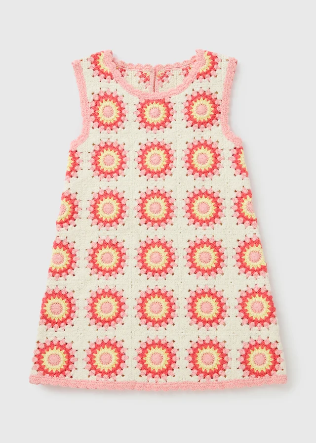 Girls Multicolour Crochet Dress (1-7yrs)
