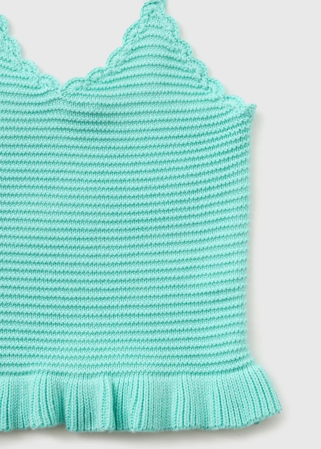 Girls Green Knitted Vest (7-15yrs)