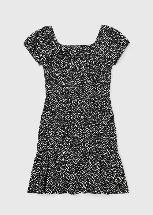 Girls Black Polka Dot Crinkle Dress (7-15yrs) - 7 Yrs Image 1