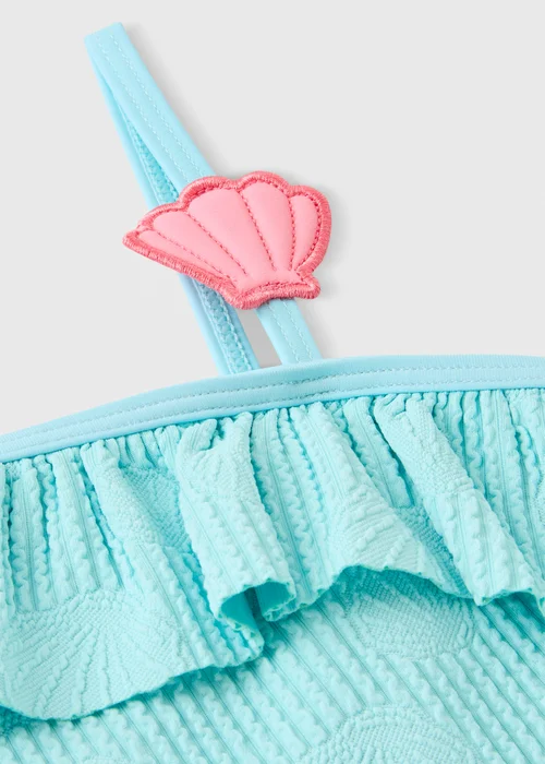 Girls Blue Shell One Shoulder Swimming Costume (1-7yrs) - 1-1.5 Yrs Image 2