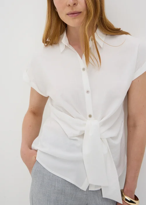 Et Vous White Tie Front Blouse - 22 Image 1
