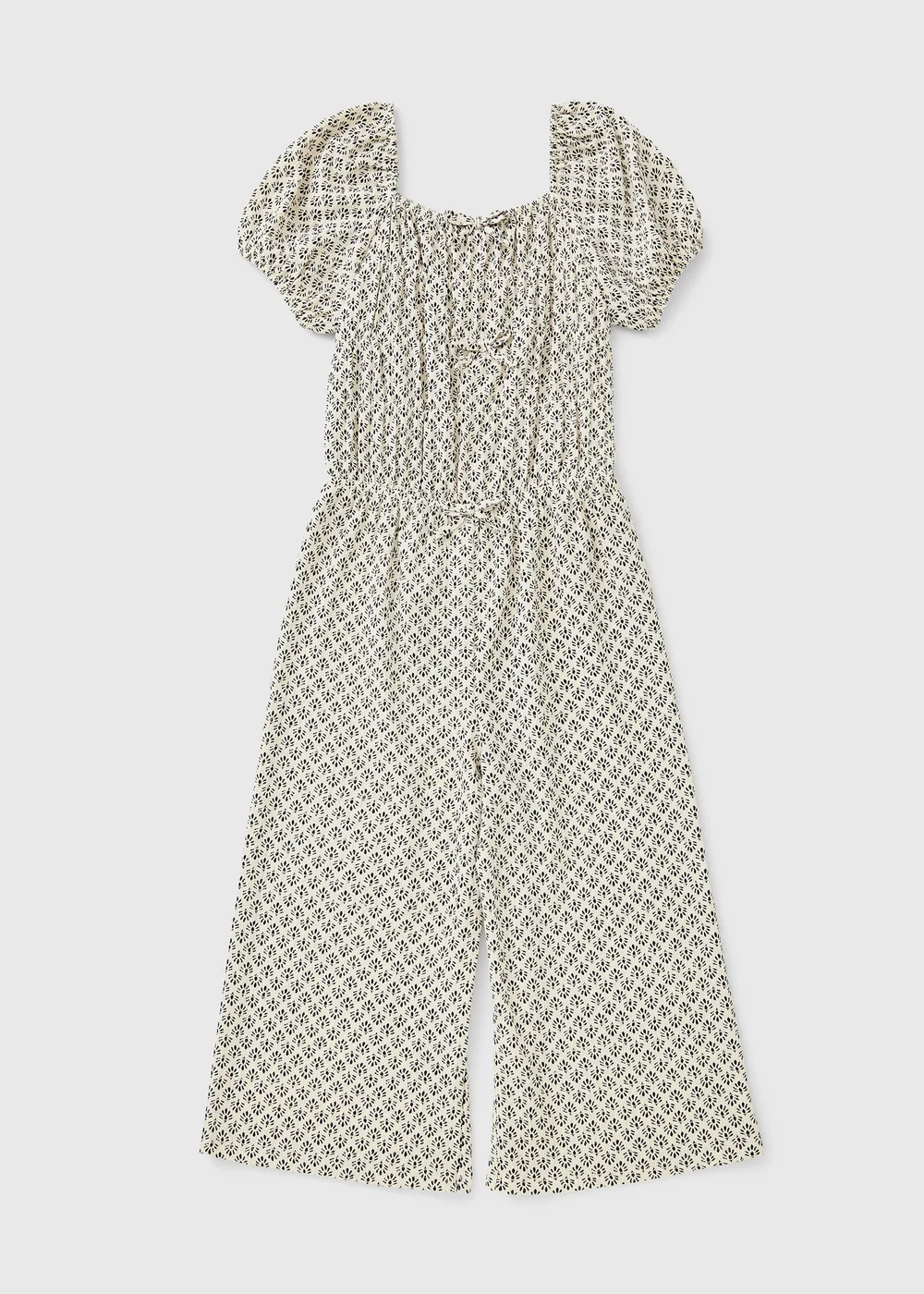Girls Cream Ditsy Aztec Crinkle Jumpsuit (7-15yrs) - 7 Yrs Image 1