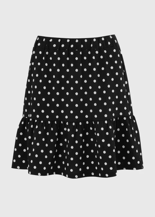 Black Polka Dot Jersey Mini Skirt - 8 Image 4