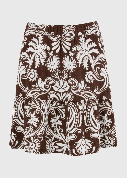Taupe Abstract Print Jersey Mini Skirt - 18 Image 4