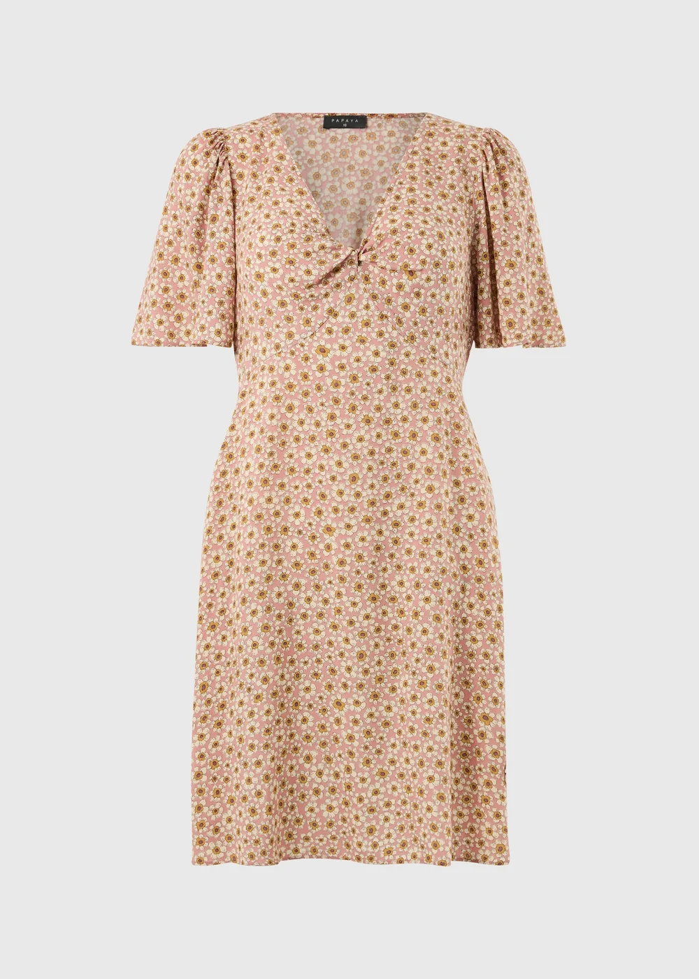 Pink Ditsy Floral Mini Tea Dress - Size 8 Image 1