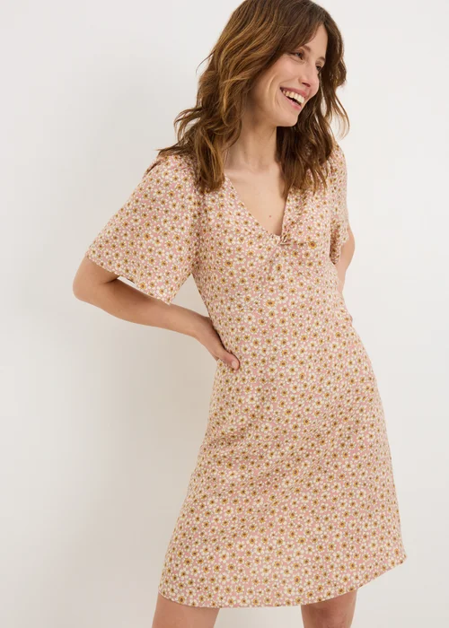 Pink Ditsy Floral Mini Tea Dress - 8 Image 1