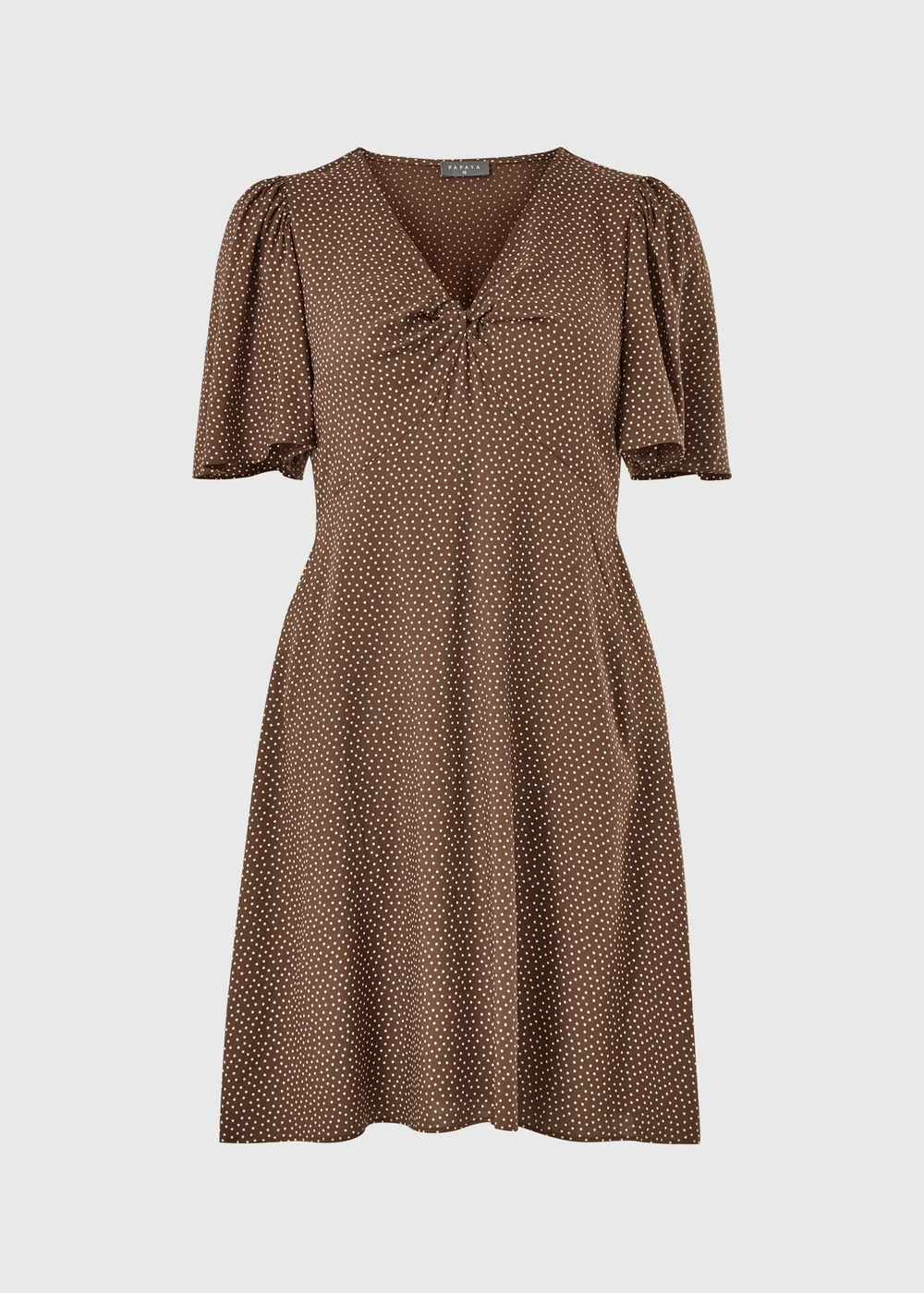 Chocolate Brown Spot Print Mini Tea Dress - Size 8 Image 4