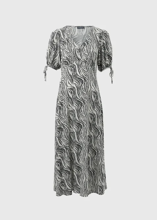 Black Zebra Print Midi Tea Dress - 28 Image 4