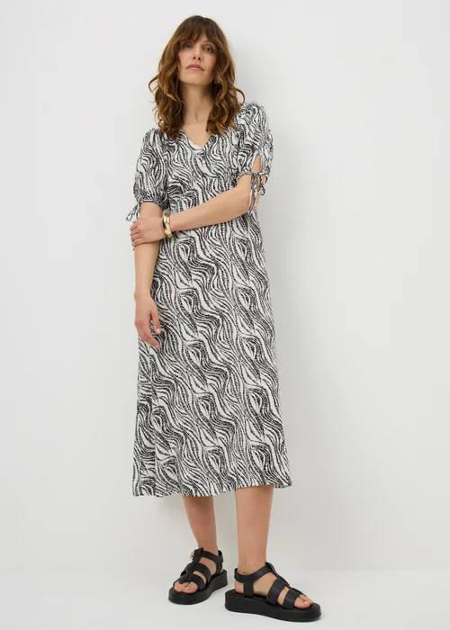 Black Zebra Print Midi Tea Dress - 28 Image 1