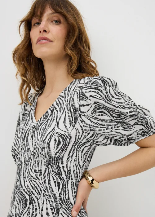 Black Zebra Print Midi Tea Dress - 28 Image 3