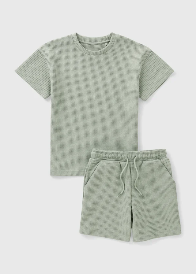 Boys Sage Waffle Top & Short Set (1-7yrs)