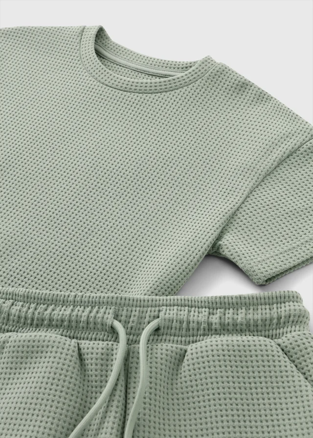 Boys Sage Waffle Top & Short Set (1-7yrs)