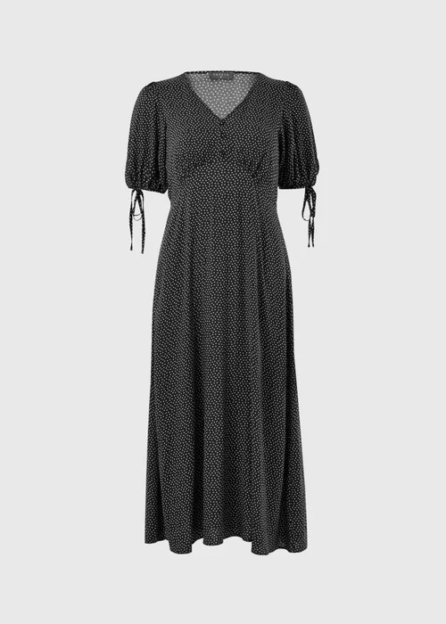 Black Spot Print Midi Tea Dress - Size 8 Image 4