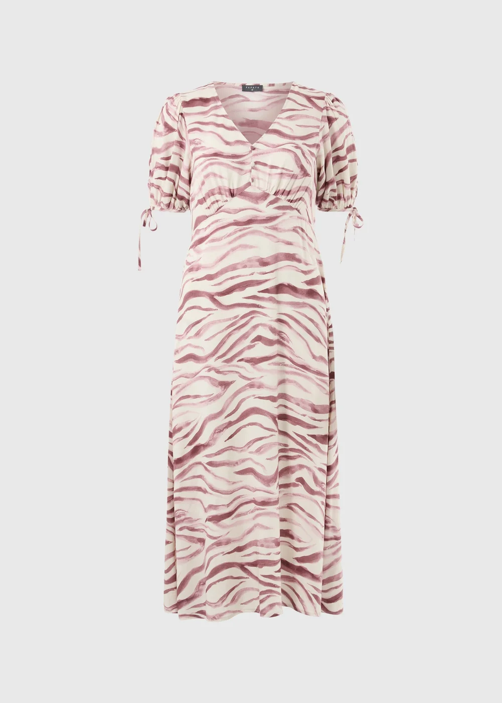 Pink Zebra Print Midi Tea Dress - Size 8 Image 1