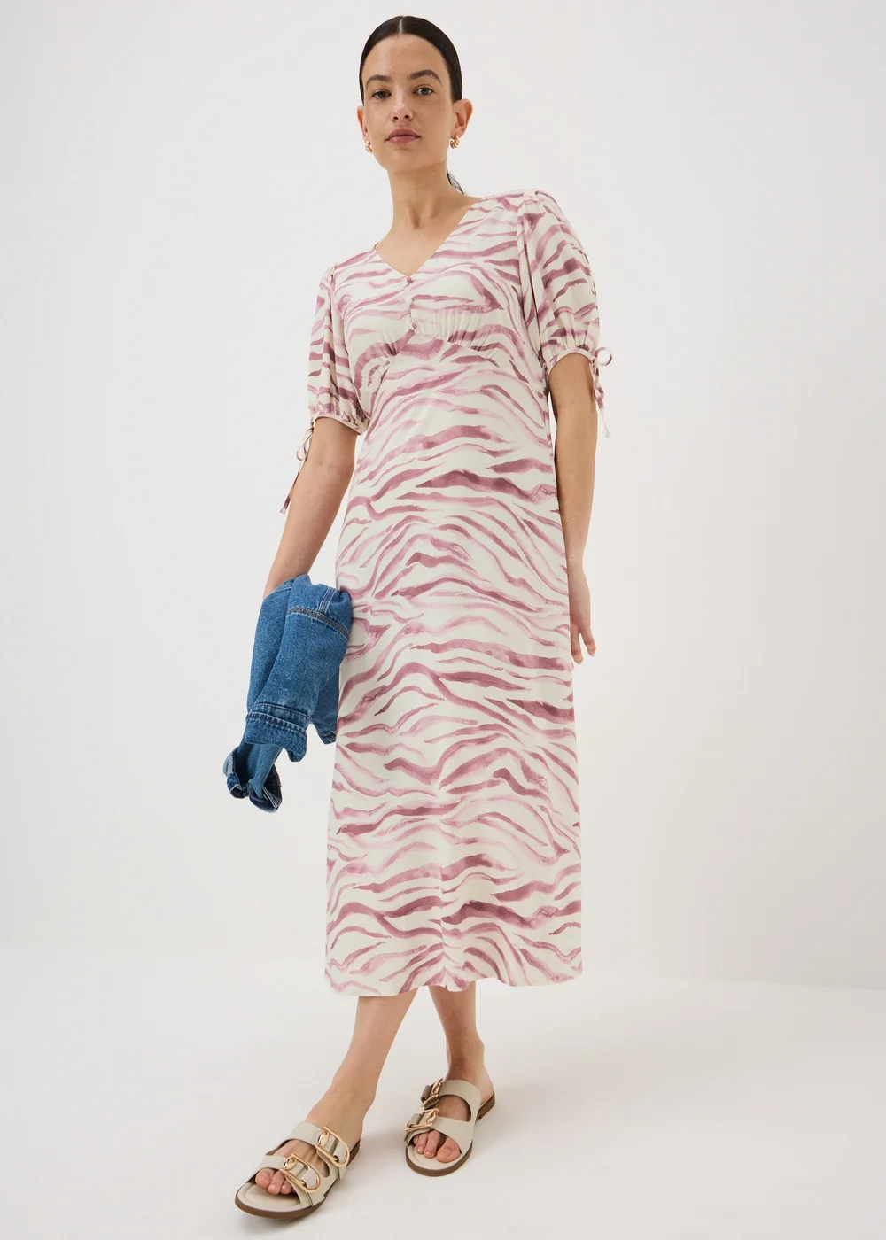 Pink Zebra Print Midi Tea Dress - 28 Image 1