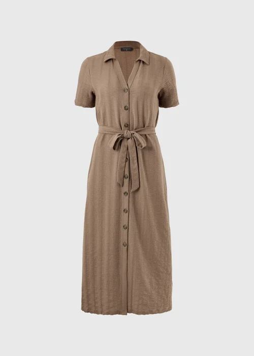 Mocha Textured Midaxi Shirt Dress - 26 Image 4