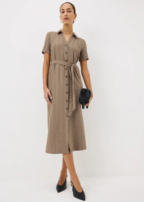 Mocha Textured Midaxi Shirt Dress - 26 Image 1