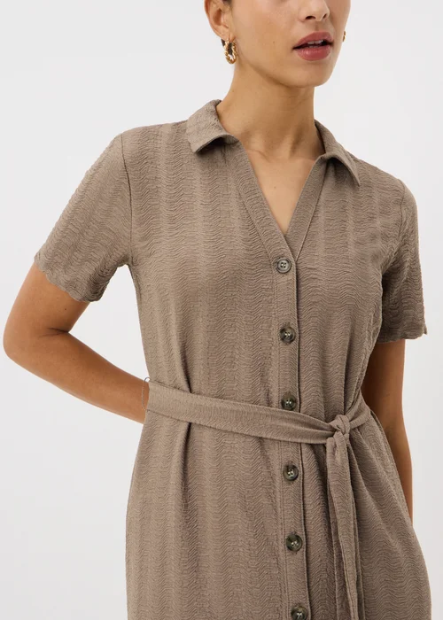 Mocha Textured Midaxi Shirt Dress - 26 Image 3
