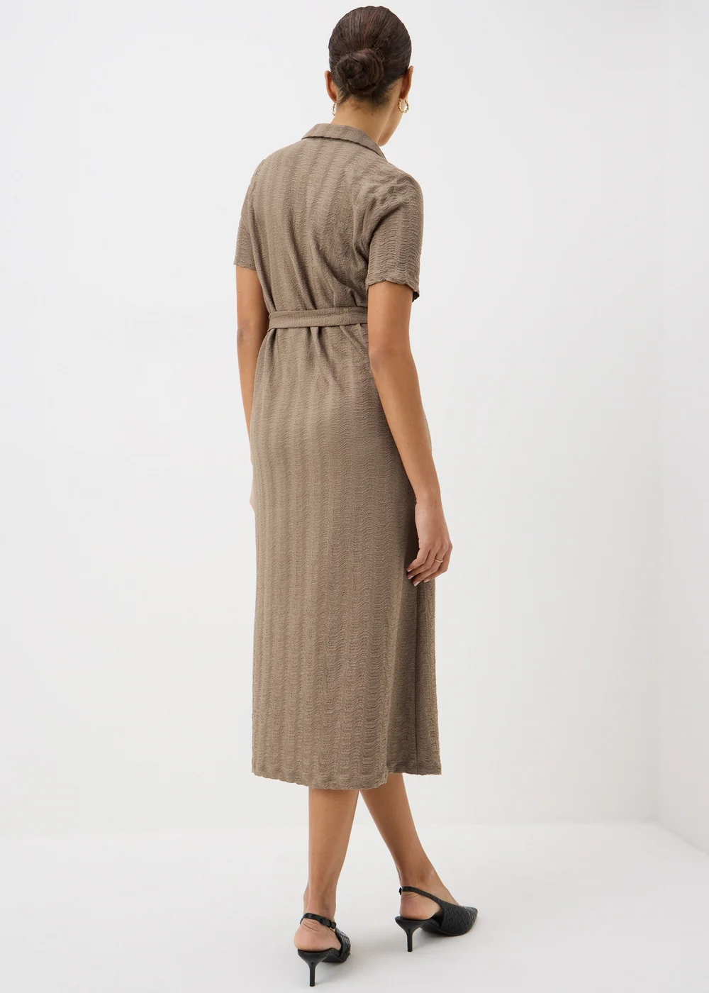 Mocha Textured Midaxi Shirt Dress - 26 Image 2