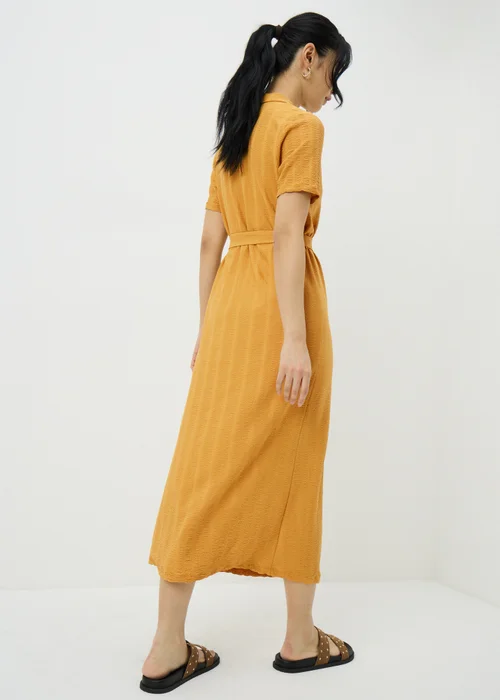 Yellow Textured Midaxi Shirt Dress - 26 Image 3
