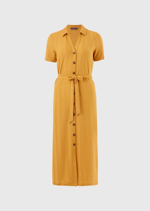 Yellow Textured Midaxi Shirt Dress - 26 Image 4