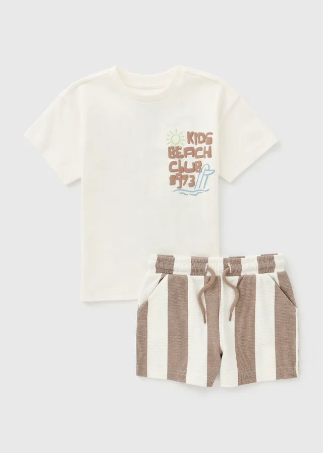 Boys White Palm Beach T-Shirt & Short Set (1-7yrs)