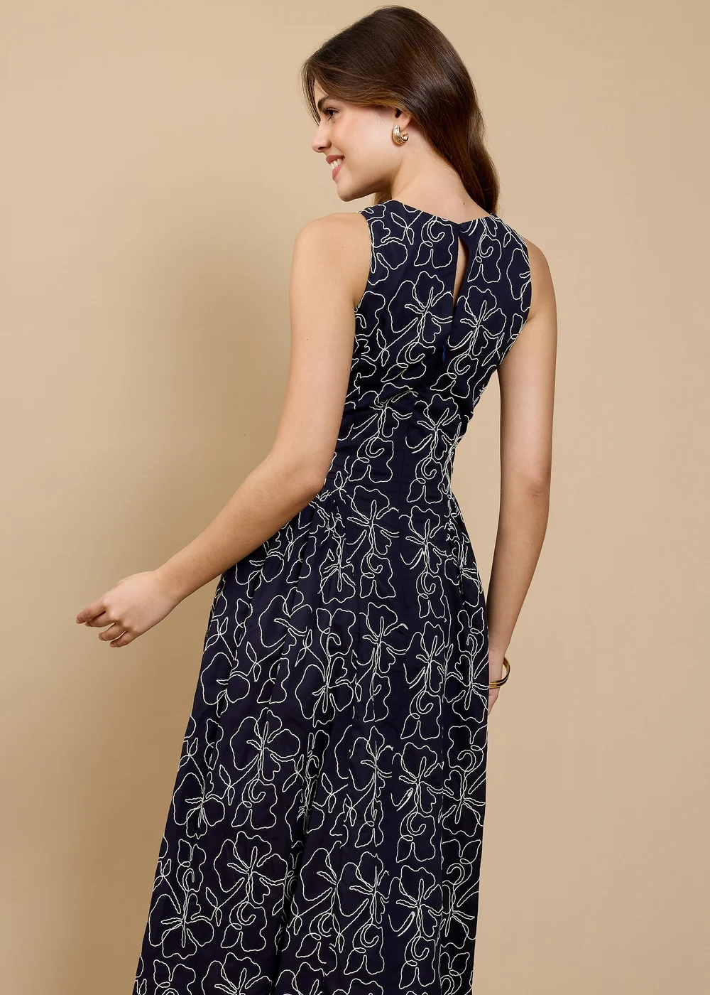 Little Mistress Navy Embroidered Midaxi Dress by Vicky Pattison - 18 Image 3
