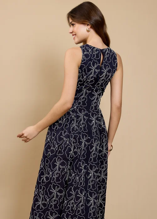 Little Mistress Navy Embroidered Midaxi Dress by Vicky Pattison - 18 Image 3