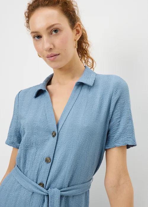 Blue Textured Midaxi Shirt Dress - 16 Image 3