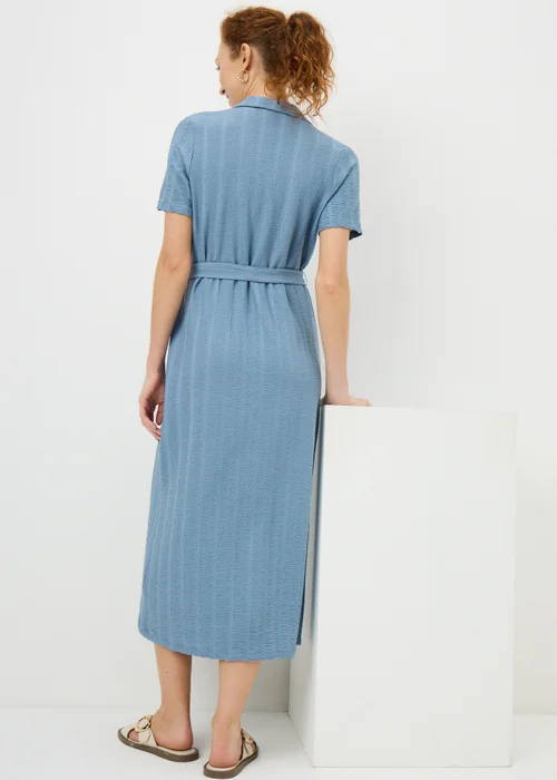 Blue Textured Midaxi Shirt Dress - 16 Image 2