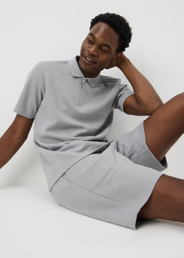 Grey Diamond Texture Co Ord Shorts