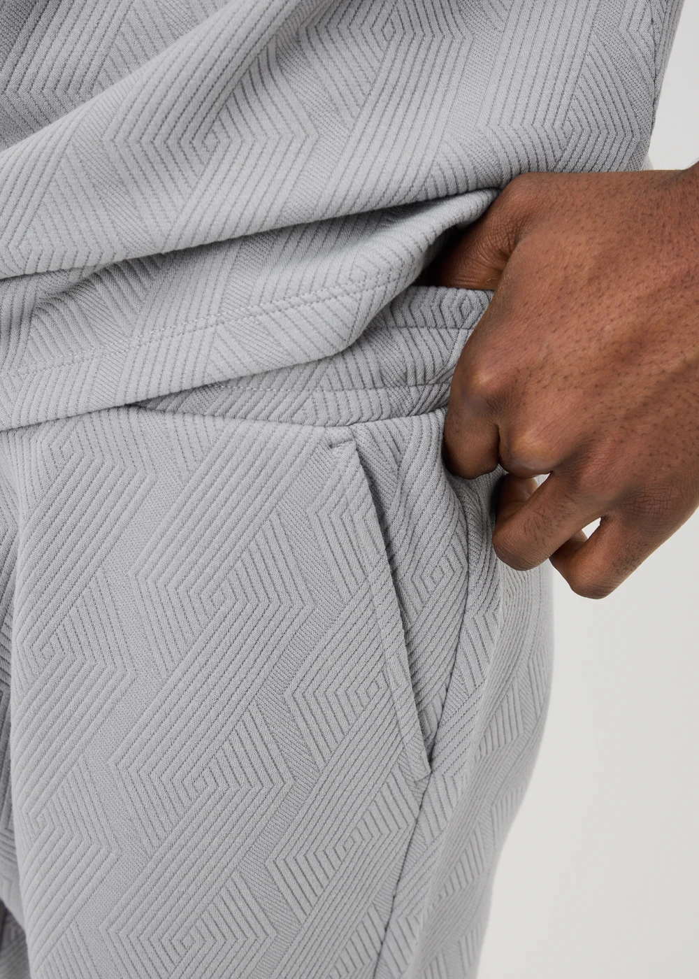 Grey Diamond Texture Co Ord Shorts - S Image 3