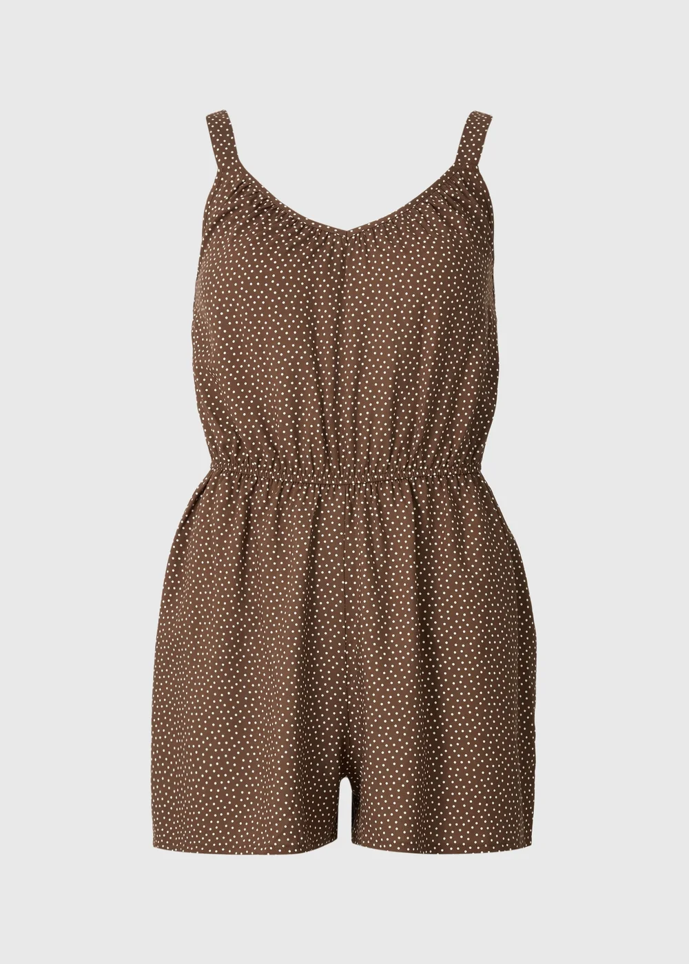 Chocolate Brown Spot Print Playsuit - 22 Image 3