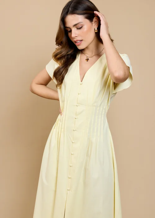 Little Mistress Lemon Pintuck Midaxi Dress by Vicky Pattison - 8 Image 3