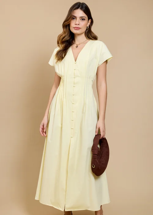 Little Mistress Lemon Pintuck Midaxi Dress by Vicky Pattison - 8 Image 2