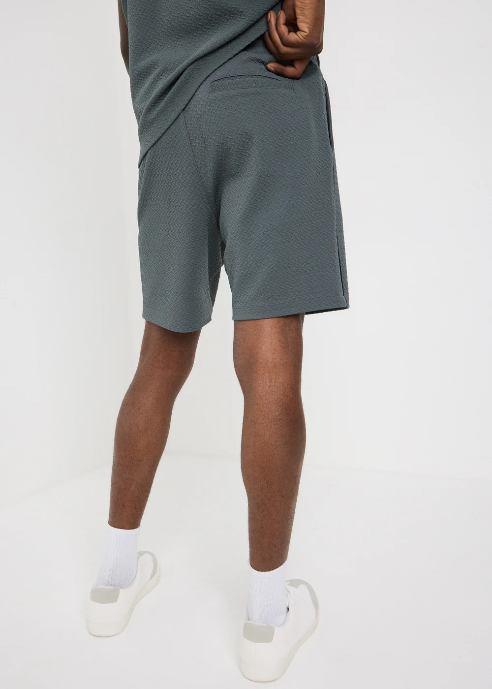 Dark Grey Textured Co Ord Shorts - S Image 2