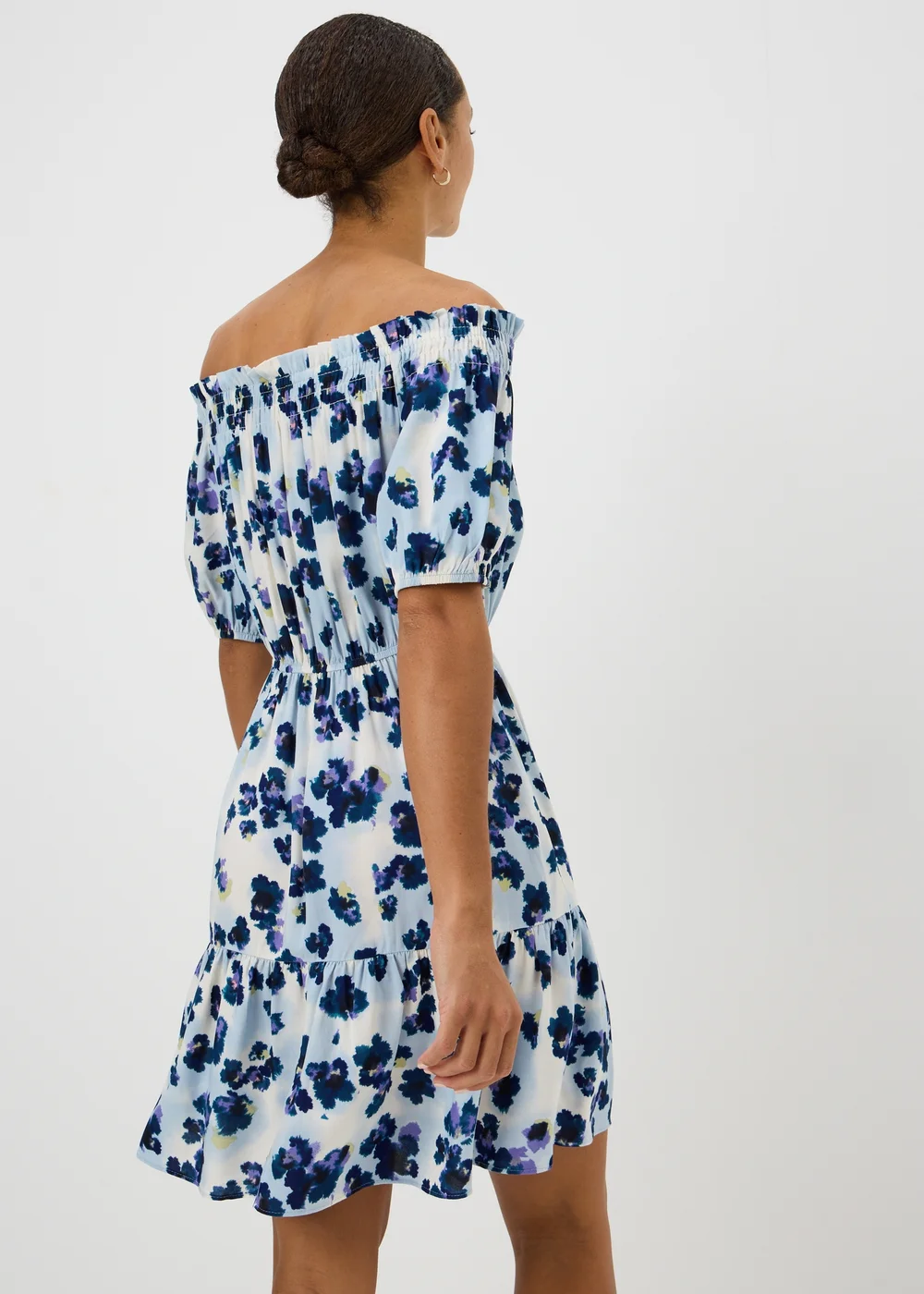 Purple Floral Bardot Mini Dress - Size 26 Image 2
